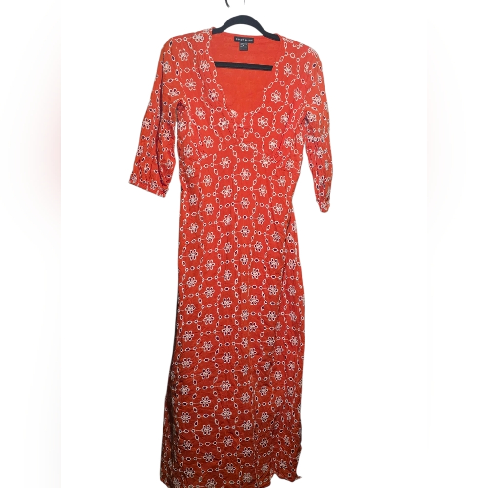 Dress nado size medium red dress with white eyelet design gorgous a must see!